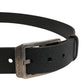 Black Calf Leather Silver Metal Buckle Belt