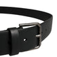 Black Calf Leather Silver Metal Buckle Belt