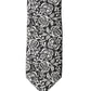 Black White Floral Fantasy Silk Adjustable Necktie Tie