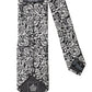Black White Floral Fantasy Silk Adjustable Necktie Tie