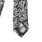 Black White Floral Fantasy Silk Adjustable Necktie Tie