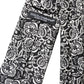 Black White Floral Fantasy Silk Adjustable Necktie Tie