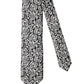 Black White Floral Fantasy Silk Adjustable Necktie Tie