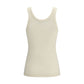Beige Cotton Sleeveles T-Shirt