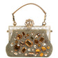 Gold Vanda Crystal Evening Clutch Shoulder Handbag  Bag