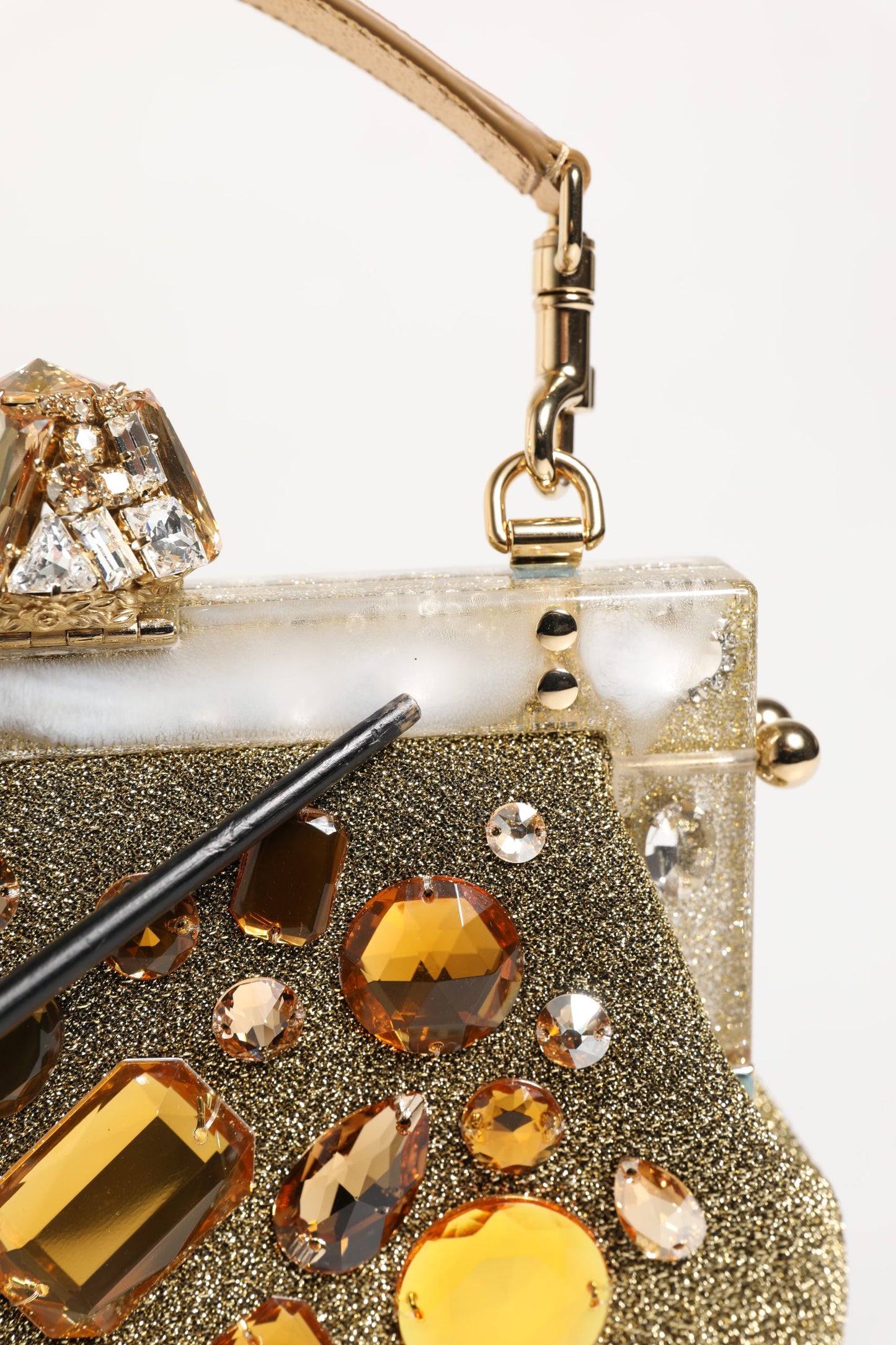 Gold Vanda Crystal Evening Clutch Shoulder Handbag  Bag