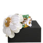 White Yellow Silk Blend Floral Crystals Diadem Headband