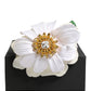 White Yellow Silk Blend Floral Crystals Diadem Headband