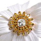 White Yellow Silk Blend Floral Crystals Diadem Headband