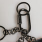 Black White Leather Nylon Logo Ring Keyring Keychain