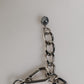 Silver Tone Chain Lobster Clasp Logo Gray Pearls Bracelet