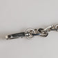Silver Tone Chain Lobster Clasp Logo Gray Pearls Bracelet