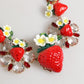 Gold Brass FRUIT Pendants Flowers Crystal Logo Necklace