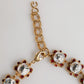 Gold Brass FRUIT Pendants Flowers Crystal Logo Necklace