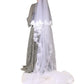 White Floral LaceNylon Floor Length 3M Long Veil