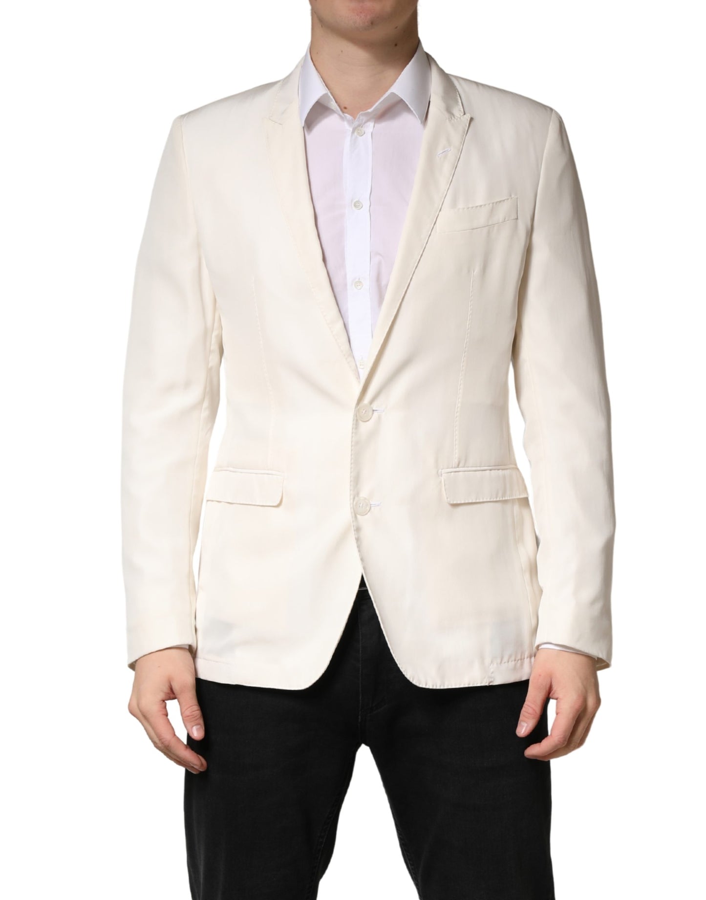 White Cotton Single Breasted Jacket Blazer