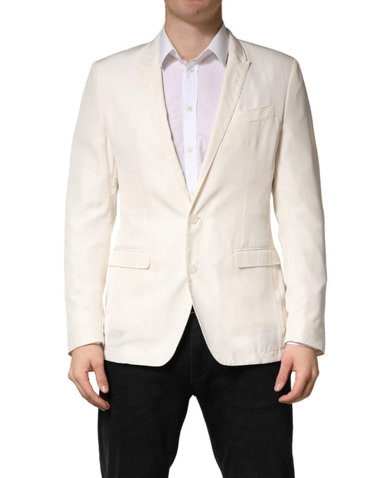 White Cotton Single Breasted Jacket Blazer