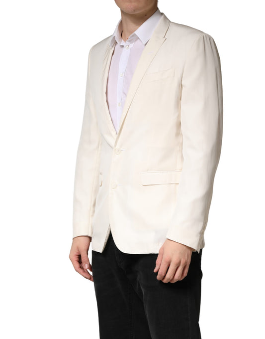 White Cotton Single Breasted Jacket Blazer