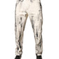 White Distressed Paint Print LooseDenim Jeans
