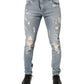 Light Blue Distressed Skinny Men Denim Jeans