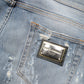 Light Blue Distressed Skinny Men Denim Jeans