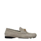Gray Leather Slip-On Loafers
