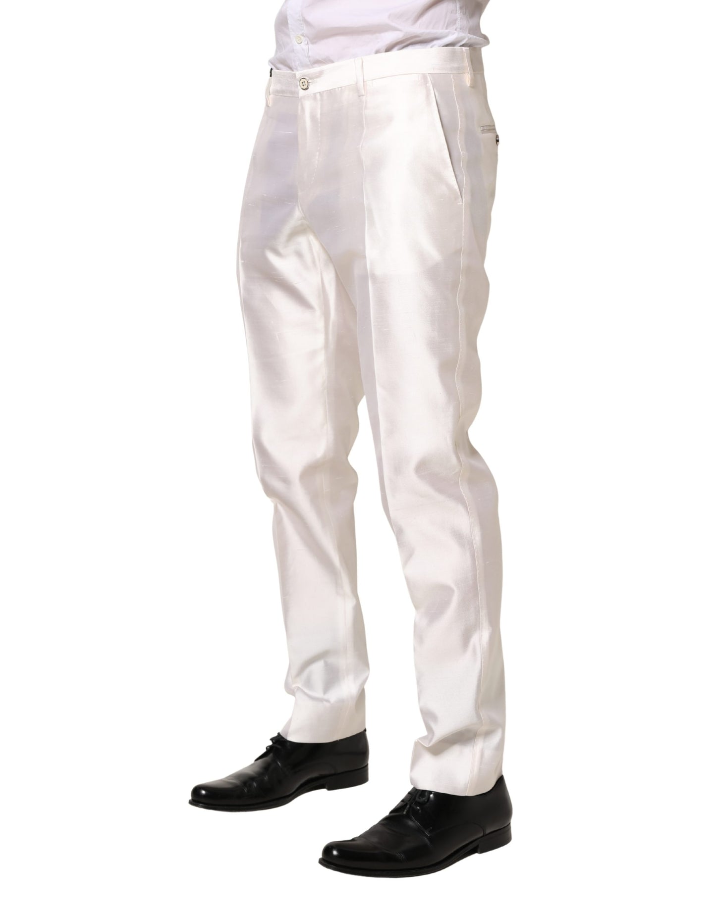 White Silk Satin Dress Formal Trouser Pants