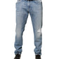 Blue Tattered Slim Fit Men Cotton Denim Jeans
