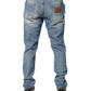 Blue Tattered Slim Fit Men Cotton Denim Jeans
