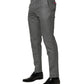 Gray Viscose Skinny Men Dress Trouser Pants