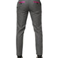 Gray Viscose Skinny Men Dress Trouser Pants