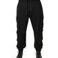 Black Polyester Cargo Jogger Men Trouser Pants