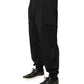 Black Polyester Cargo Jogger Men Trouser Pants