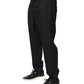 Black Wool Skinny Jogger Trouser Pants