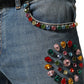 Blue Embellished Loose Cotton Men Denim Jeans