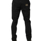 Black Tattered Skinny Cotton Denim Jeans