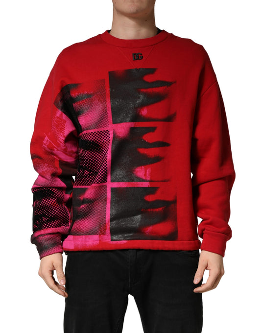 Red Graphic Crew Neck Men Sweatshirt Sweater