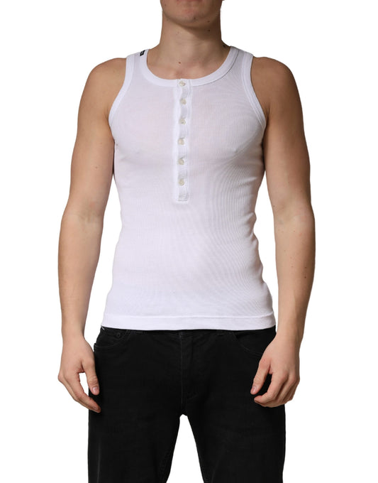 White Sleeveless Round Neck Tank Top T-shirt