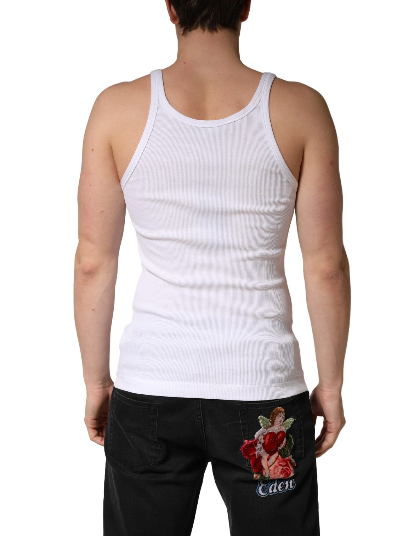 White Sleeveless Round Neck Tank Top T-shirt