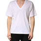White Cotton Plain V-Neck Men Shirt T-shirt