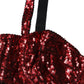 Red Sequined Nylon Balconnet Bra Underwear