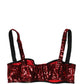 Red Sequined Nylon Balconnet Bra Underwear