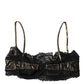 Black Silk Underwired Balconnet Bra Underwear