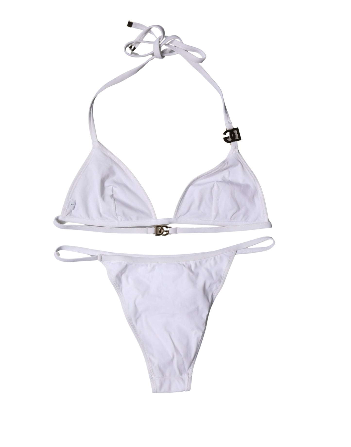 White Logo Swimsuit 2 Piece Top Bottom Swimwear