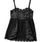Black Silk Lace Trim Lingerie Top Underwear