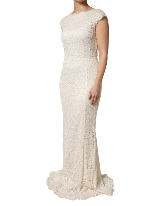 White Lace Viscose Sheath Long Gown Dress