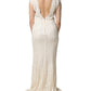White Lace Viscose Sheath Long Gown Dress
