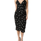 Black Polka Dotted Viscose Sheath Dress