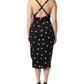 Black Polka Dotted Viscose Sheath Dress