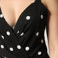 Black Polka Dotted Viscose Sheath Dress